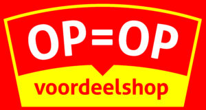 OP=OP Voordeelshop logo CMYK gele lijn
